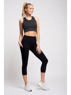 TLC Sport Performance Extra Strong Compression Cropped Leggings With Tummy Control And Side Pockets - Black -Sport Sphere VP4P3 SQ3 0000000004 BLACK MDo