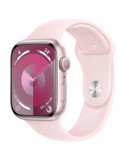 Apple Watch Series 9 (GPS), 45mm Pink Aluminium Case With Light Pink Sport Band