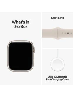 Apple Watch Series 9 (GPS), 45mm Starlight Aluminium Case With Starlight Sport Band -Sport Sphere VPWCM SQ7 0000016239 STARLIGHT SLd3