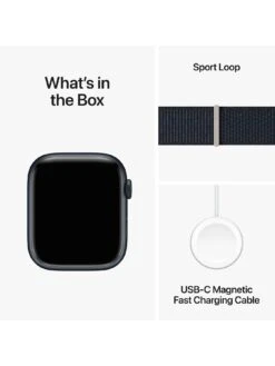 Apple Watch Series 9 (GPS), 45mm Midnight Aluminium Case With Midnight Sport Loop -Sport Sphere VPWCR SQ7 0000000976 MIDNIGHT SLd3