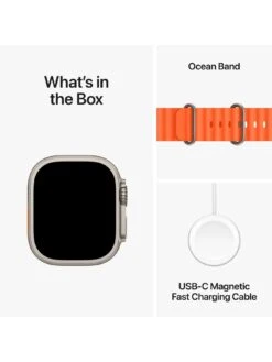 Apple Watch Ultra 2 (GPS + Cellular), 49mm Titanium Case With Orange Ocean Band -Sport Sphere VPWCZ SQ7 0000000198 ORANGE SLd3