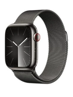 Apple Watch Series 9 (GPS + Cellular), 41mm Graphite Stainless Steel Case With Graphite Milanese Loop