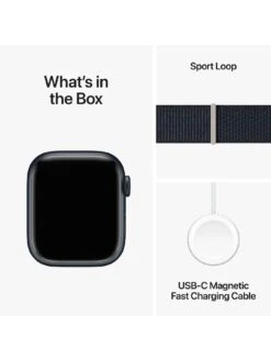 Apple Watch Series 9 (GPS), 41mm Midnight Aluminium Case With Midnight Sport Loop -Sport Sphere VPWDX SQ7 0000000976 MIDNIGHT SLd3