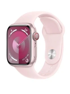 Apple Watch Series 9 (GPS + Cellular), 41mm Pink Aluminium Case With Light Pink Sport Band - S/M