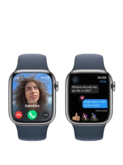 Apple Watch Series 9 (GPS + Cellular), 41mm Silver Stainless Steel Case With Storm Blue Sport Band - S/M -Sport Sphere VPWE2 SQ3 0000000020 BLUE SLa