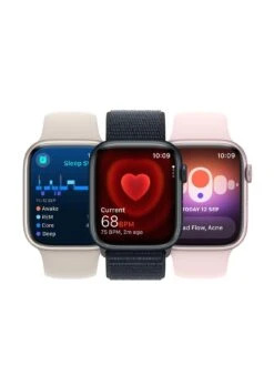 Apple Watch Series 9 (GPS + Cellular), 41mm Silver Stainless Steel Case With Storm Blue Sport Band - S/M -Sport Sphere VPWE2 SQ5 0000000020 BLUE SLd1