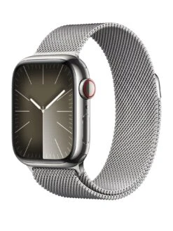 Apple Watch Series 9 (GPS + Cellular), 41mm Silver Stainless Steel Case With Silver Milanese Loop