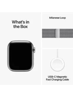 Apple Watch Series 9 (GPS + Cellular), 41mm Silver Stainless Steel Case With Silver Milanese Loop -Sport Sphere VPWE4 SQ7 0000000035 SILVER SLd3