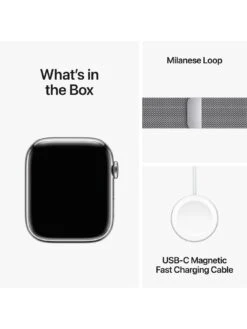 Apple Watch Series 9 (GPS + Cellular), 45mm Silver Stainless Steel Case With Silver Milanese Loop -Sport Sphere VPWEI SQ7 0000000035 SILVER SLd3