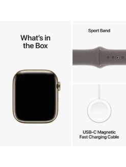 Apple Watch Series 9 (GPS + Cellular), 45mm Gold Stainless Steel Case With Clay Sport Band - S/M -Sport Sphere VPWEJ SQ7 0000000005 GREY SLd3