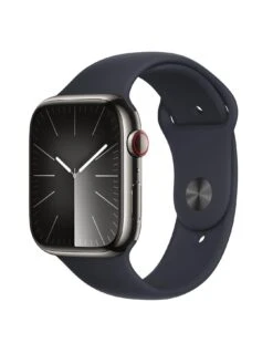 Apple Watch Series 9 (GPS + Cellular), 45mm Graphite Stainless Steel Case With Midnight Sport Band - S/M