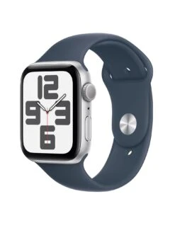 Apple Watch SE (GPS, 2023) 44mm Silver Aluminium Case With Storm Blue Sport Band